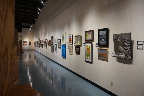 The hallway at the Richeson Art Gallery featuring the Create! gallery. Cole Lato won third place in the student category.