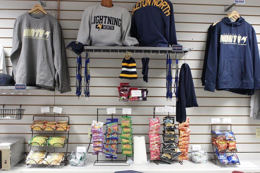 The apparel in the store, which features Appleton North in one way or another, promotes school spirit.