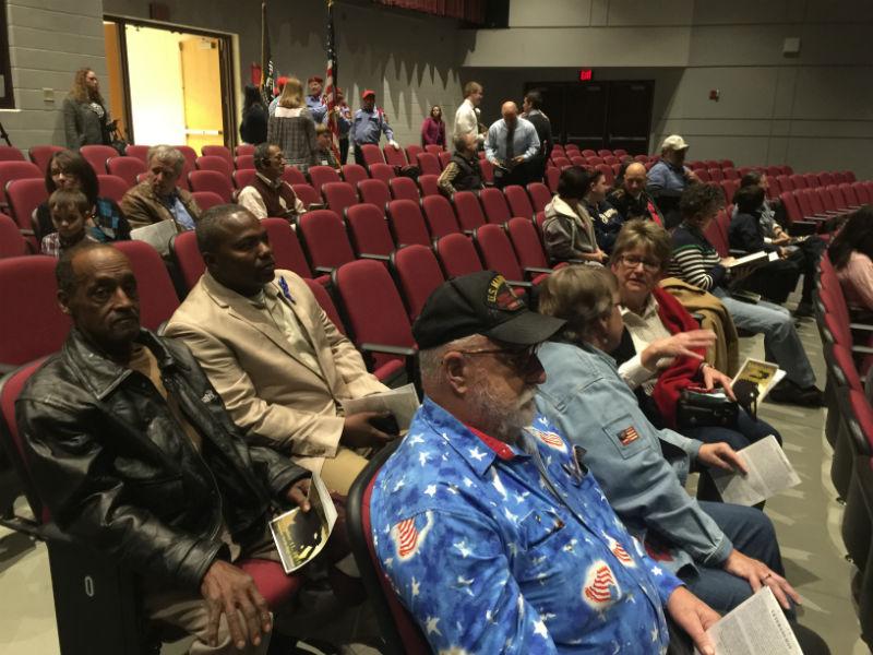 Appleton North hosted a Veterans Day Ceremony and invited
current and past military personnel in the community. Veterans in our community take their seats prior to the start of the ceremony in their honor.
