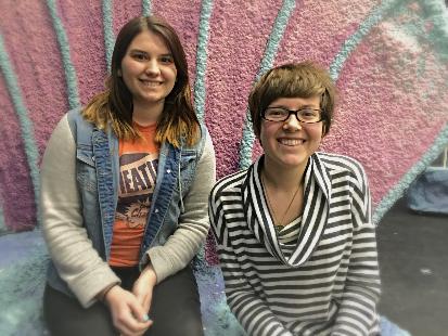ANHS juniors and Lightning theatre stage managers Kamy Veith, pictured left, and Maddy Cuff, pictured right, show a small glimpse of The Little Mermaid’s set.
