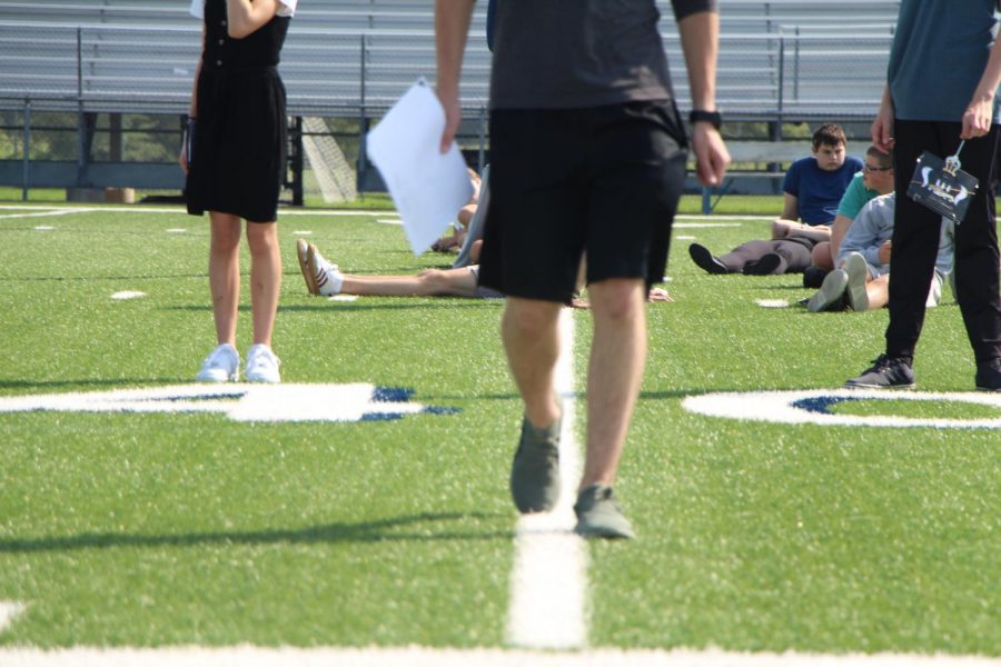 Marching on the 40-yard line.